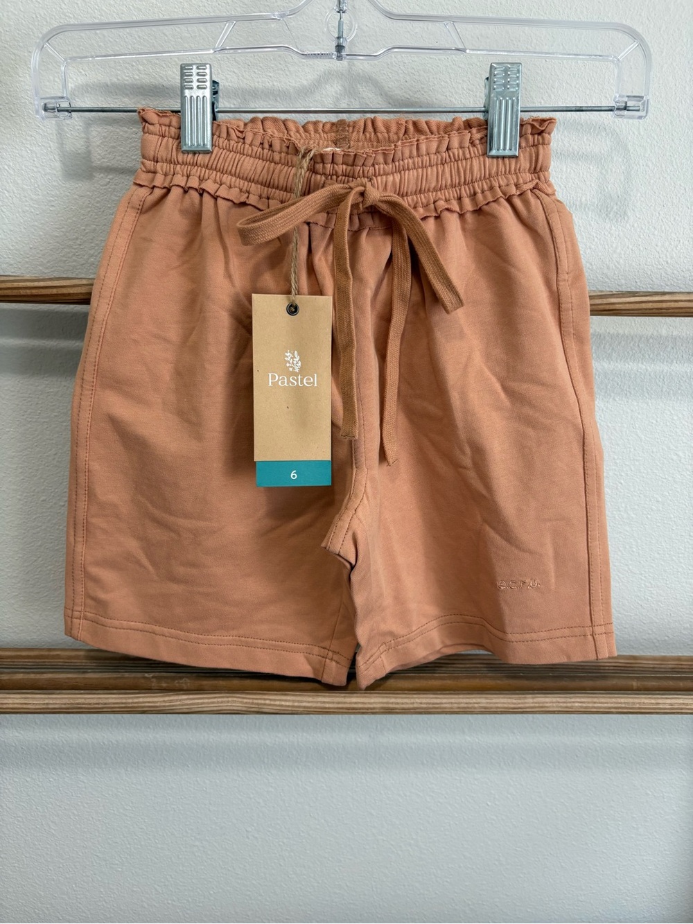 Pastel Raw Edge Sweat Shorts | Kids Size 6 | Desert Sand | NWT